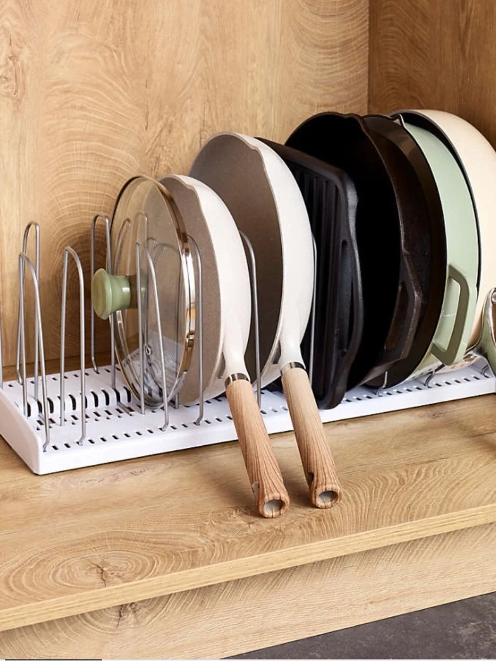 StoreMore Expandable Cookware Rack - White